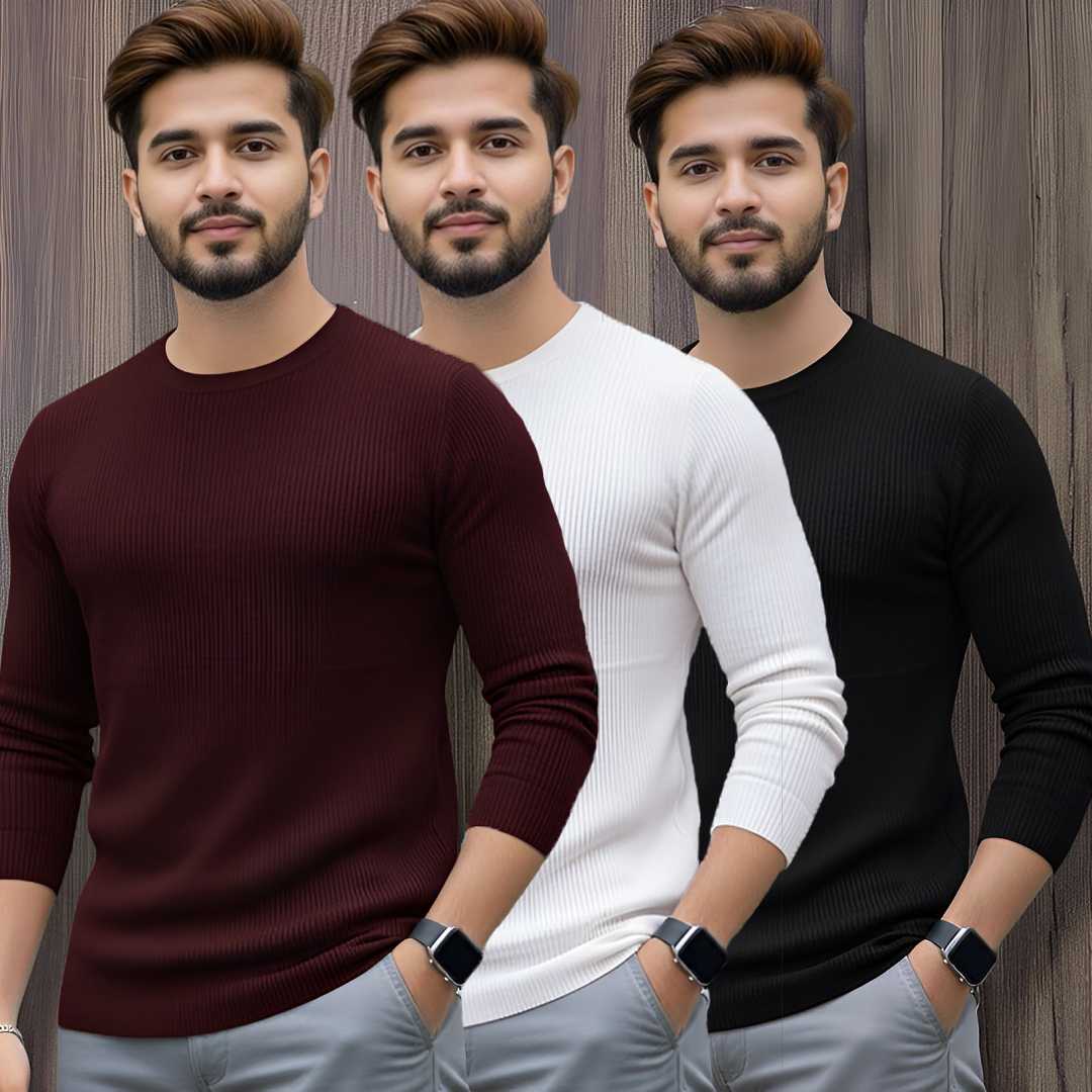 _174_frd_1761430770 Men's Premium 2/2 Rib Full Sleeve T-shirt 3 pcs Combo - Image 1