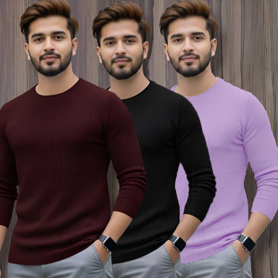 _179_frd_1761430781 Men's Premium 2/2 Rib Full Sleeve T-shirt 3 pcs Combo - Image 1